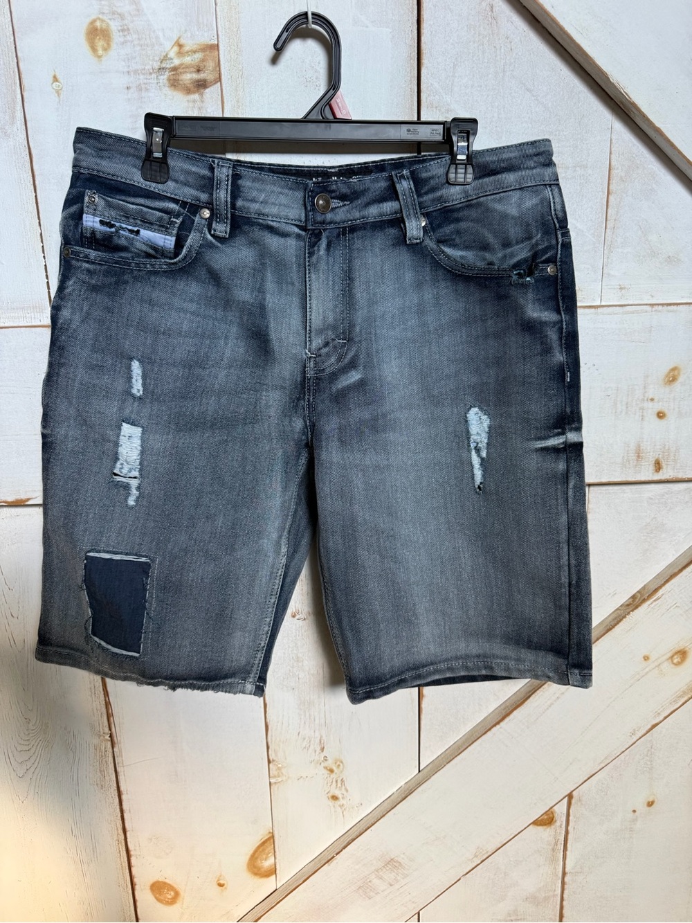 Ecko Unlimited Washed Black Distressed Denim Jean Shorts